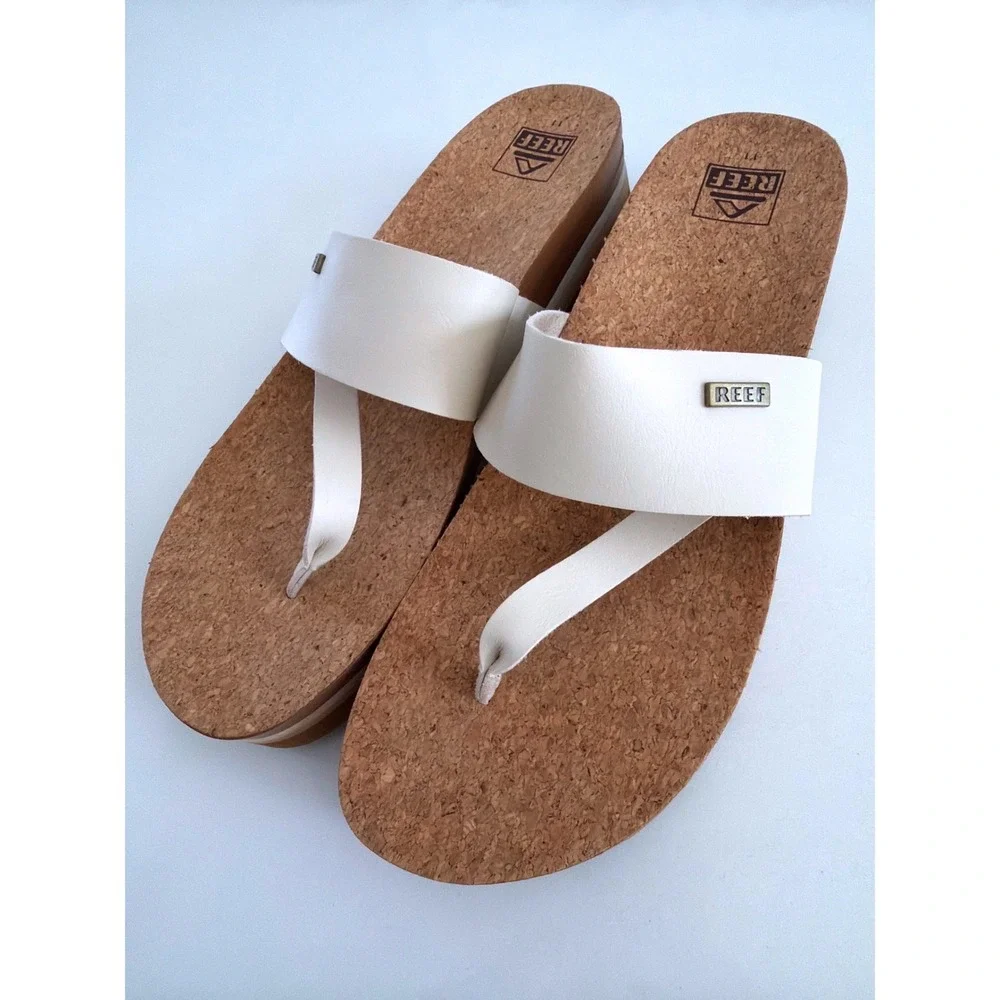 Reef Cushion Sol Hi Cream Platform Sandals Cork Footbed Womens 11